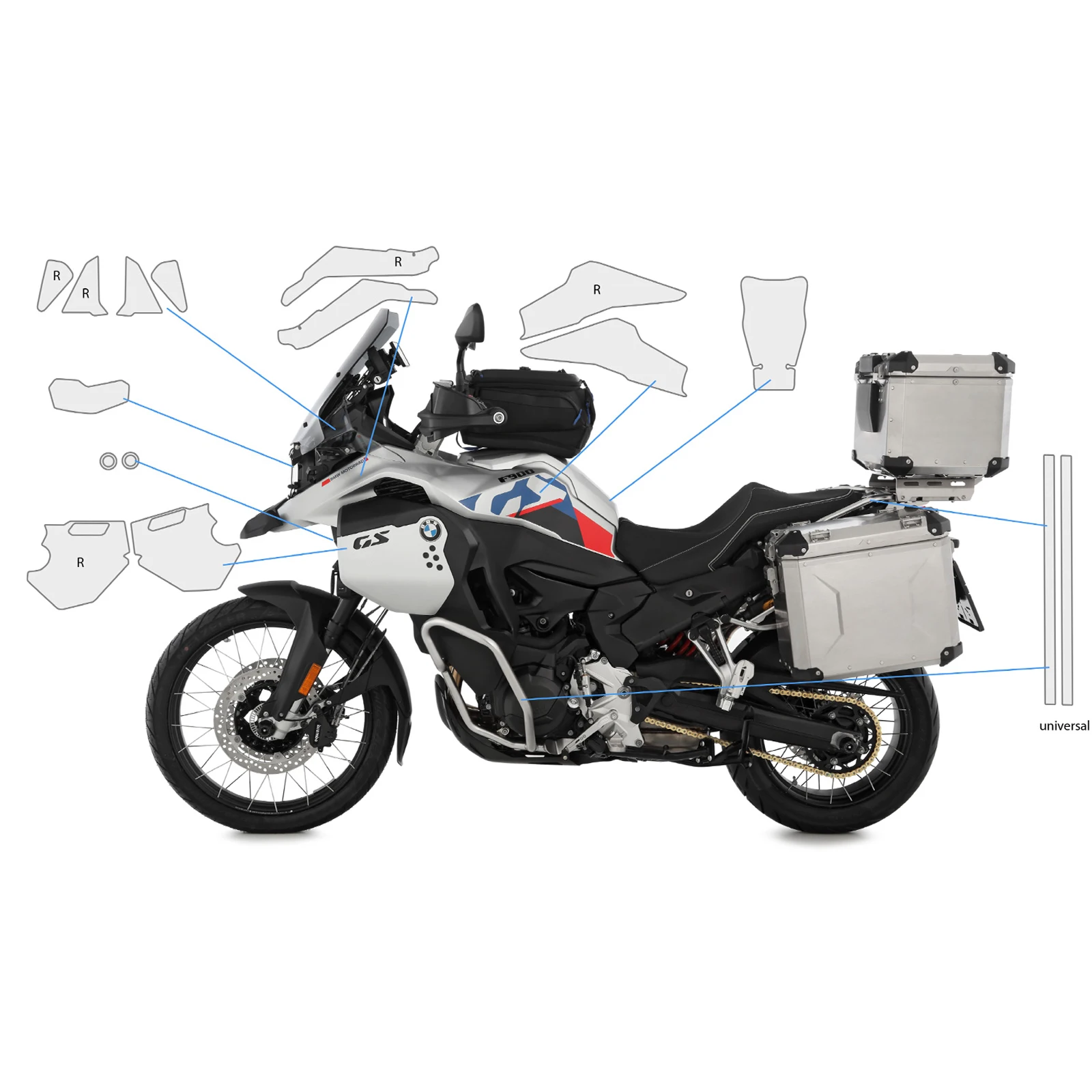 For BMW F900 GS Adv 2024 Paint Protection Fairing Protection TPU Anti-scratch Film   Fits F900 GS Adventure Motorcycle PPF