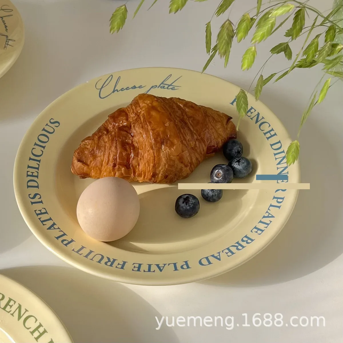 

Net Red High Beauty Plate Korean Ins Letter Vintage English Cream Coffee Cup Plate Breakfast Cup Ceramic Plate Birthday Gift