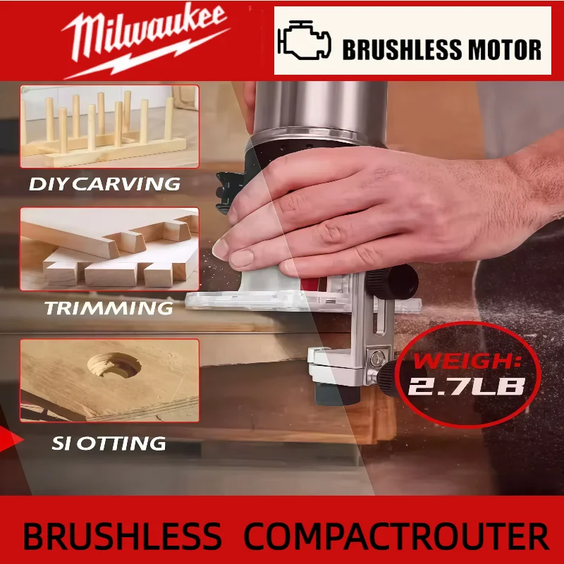 밀워키 브러시리스 전동 트리머 800W 30000RPM 무선 컴팩트 라우터 5단계 목공 트리밍 머신 18V 배터리용