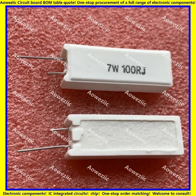 

10Pcs/Lot 7W100RJ 7W100ΩJ RX27-5 SQM Vertical Cement Resistance 7W100ohm 7W 100RJ 7W100R Ceramic Resistance Precision ±5% Power