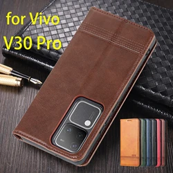 Deluxe Magnetic Adsorption Leather Fitted Case for Vivo V30 Pro / Vivo V30Pro Flip Cover Protective Case Capa Fundas Coque