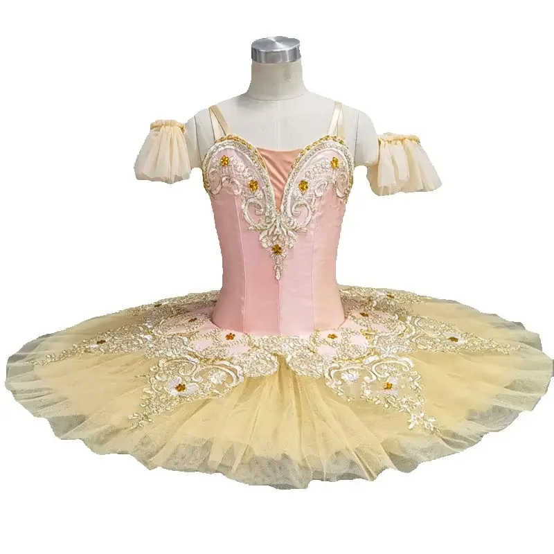 Kids Pink Sequined ballerina ballet TUTU dress children pancake tutu dance costumes wear clothing Long ballet dress for girls