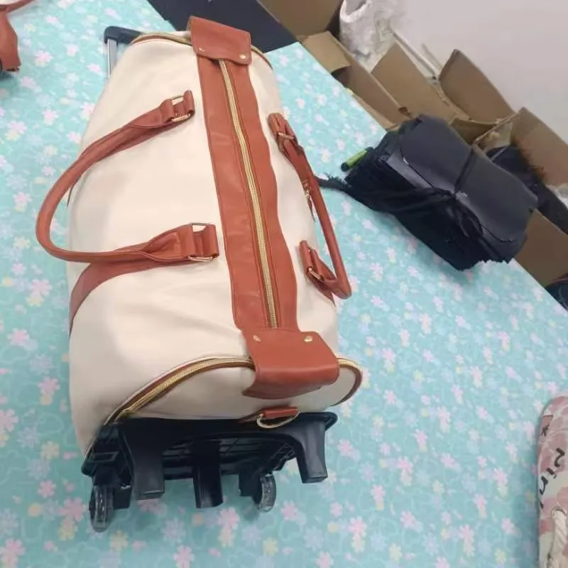 Large Capacity Trolley Travel Bag Fashion Portable Folding Fitness Bag Woman Men Go Outdoor Creative Bags Pull Cart Trolley Bag