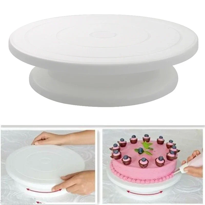 Plastic Cake Plate Turntable Rotating Anti-skid Round Cake Stand Cake Decorating Rotary Table Kitchen DIY Pan Baking Tool