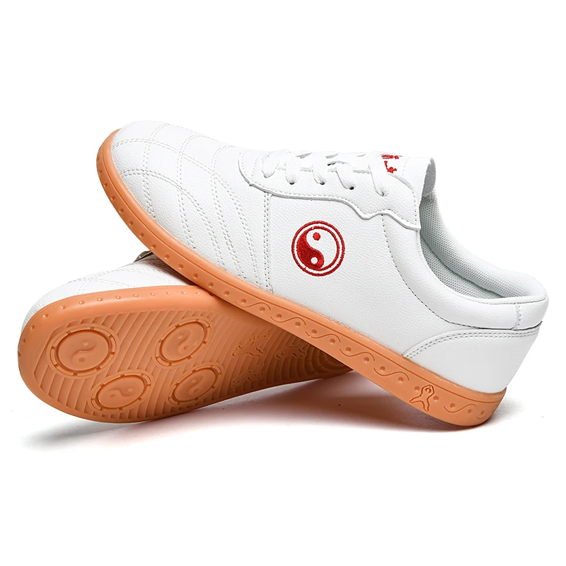 Middle-aged and elderly soft tai chi shoes leather side beef tendon sole anti-slip fitness training tai chi martial arts shoes