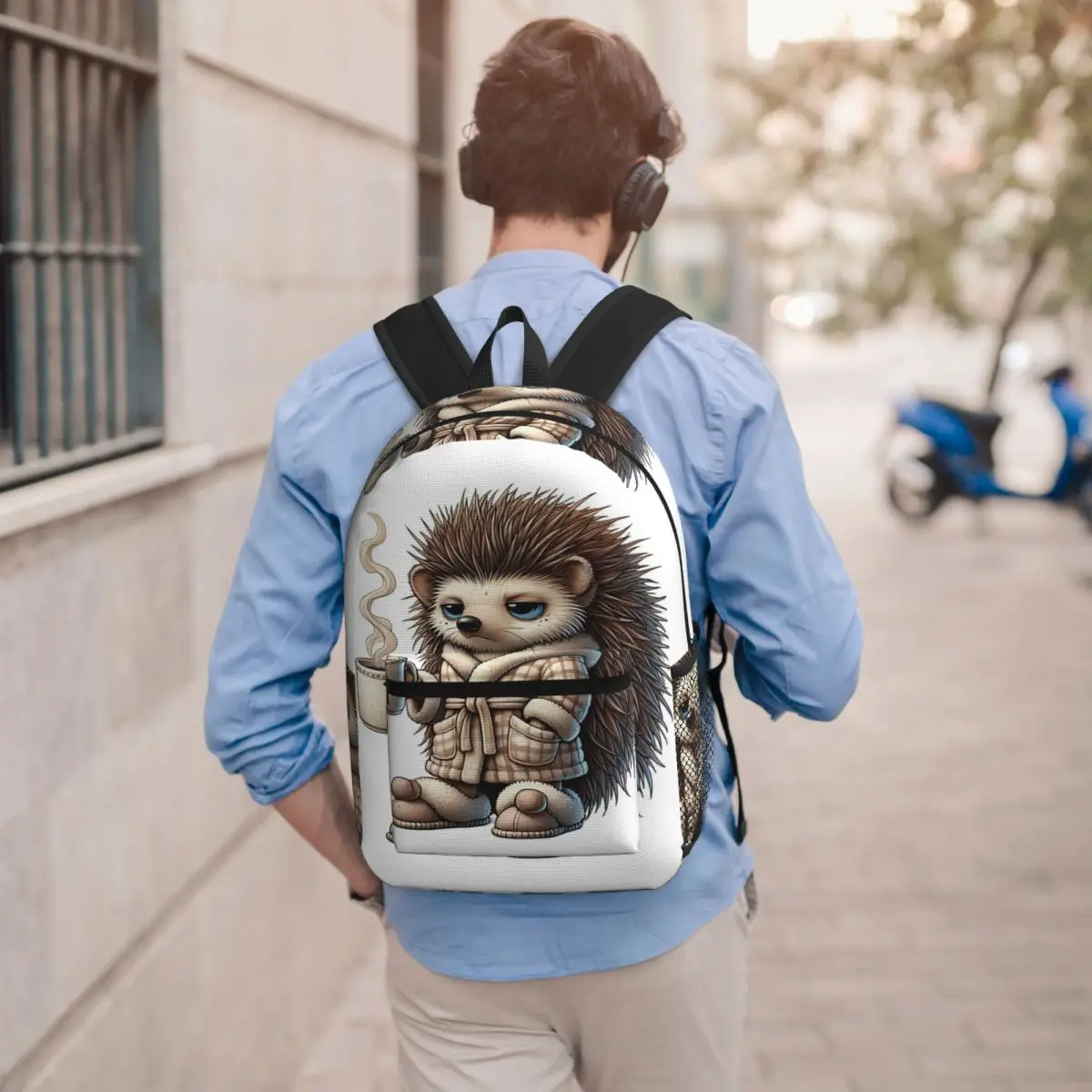 

Tired Hedgehog Backpack Student BookBag Kids School Bag Laptop Shoulder Bags for Men Women