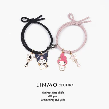 1 Paar Sanrio Zubehör Armband Kuromi Melody Magnetisches kleines Gummiband Paar Freundin Cartoon Aluminiumlegierung Mädchen Geschenk