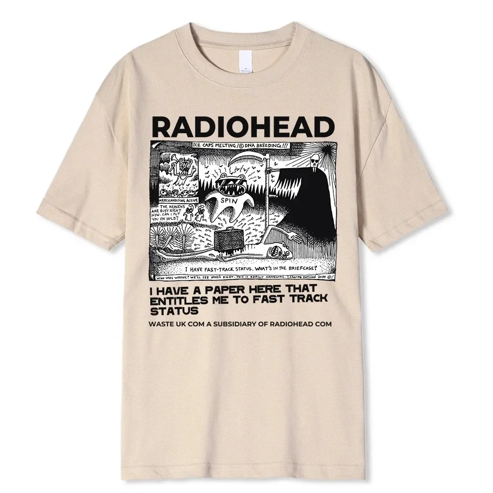 Radiohead-Camiseta clásica Vintage para Hombre, Camisetas de Rock de gira en América del Norte, Camisetas de calle de Hip Hop, Tops de gran tamaño de algodón 100%