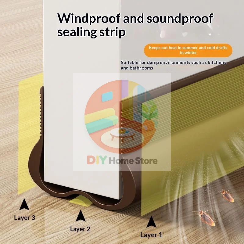 Door Bottom Sealing Strip Soundproof Dust Proof Waterproof Under Door Draft Stopper for Exterior Interior Doors Easy to Cut
