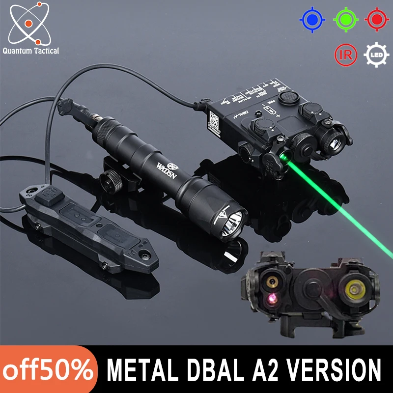 

Tactical DBAL A2 Metal IR Laser Red Green Blue Dot Laser Sight Strobe Airsoft DBAL Hunting M600 Flashlight Dual Pressure Switch