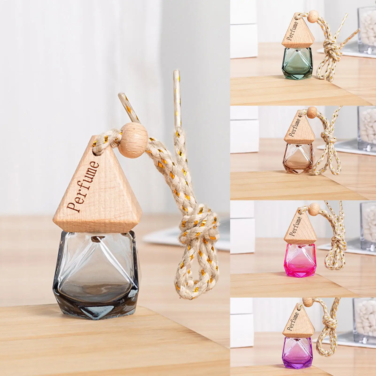 Car Oil Diffuser Hanging Bottle Empty Refillable Hanging Car Air Freshener Diffuser Aromatherapy Fragrance Essential Oil