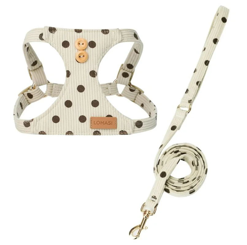 Cozy Corduroy Pet Harness Vest, Adjustable Soft Padded Vest for Small Medium Dogs Pet Dog Leash Pet Supplies
