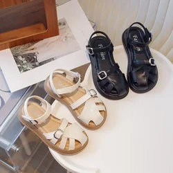 2024 Summer New Kids' Girls Hollow Sandals Casual Roman Shoes Bird's Nest Children's Soft Sole Beach Shoes Fashion Cool Sandals