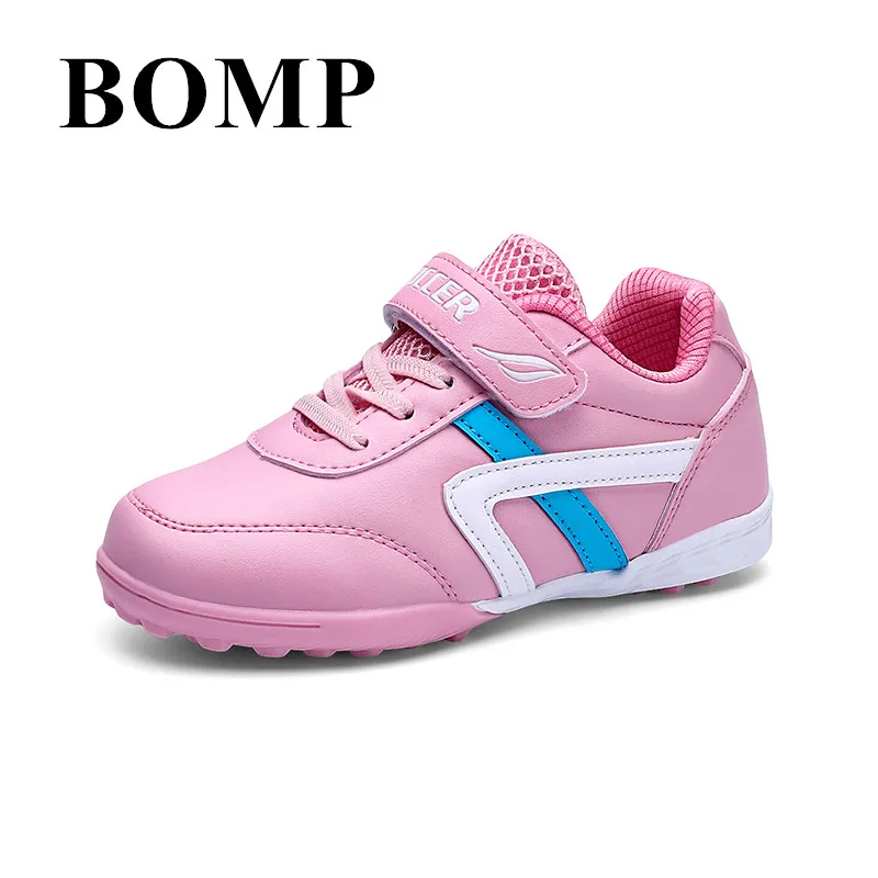 

New Arrivals Leather Children's Football Shoes Hook Loop Pink Soccer Sneakers Girl Lightweight Flat Society Soccer Cleats Boys