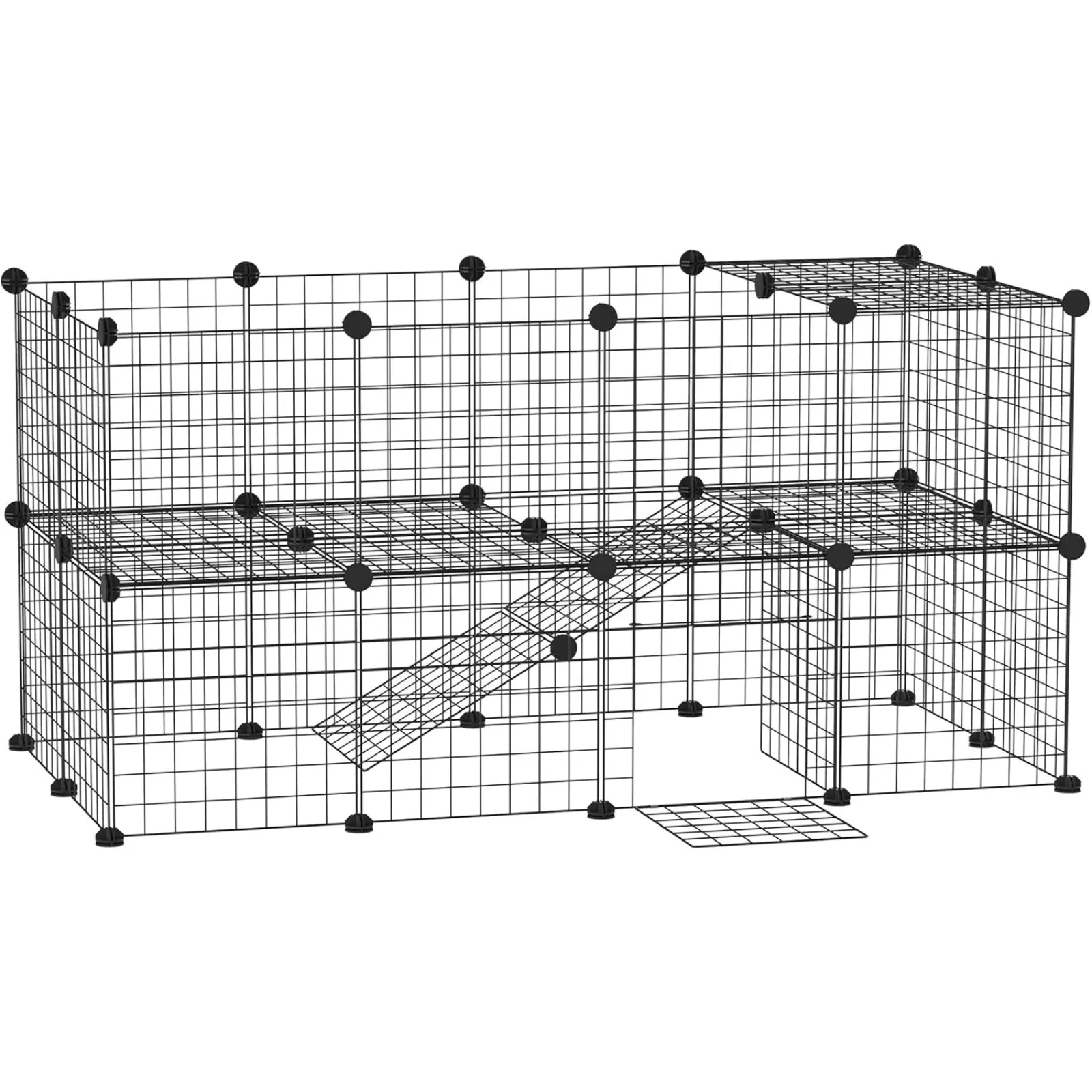 Parque infantil para animales pequeños de 36 paneles con puerta, jaula C & C DIY para conejillos de indias con rampa, patio de alambre de Metal portátil para conejos