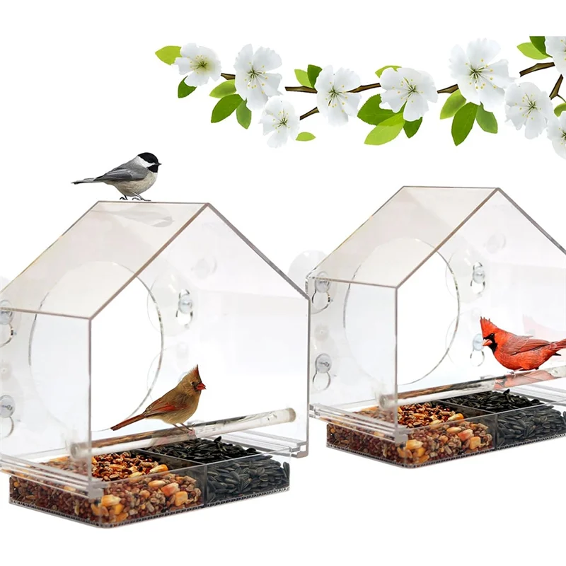 

Wall Plastic Birdcage Transparent Small Pet Birdcage Wall-Mounted Feeder Outdoor Adsorption Plastic Bird Feeder-Y78A