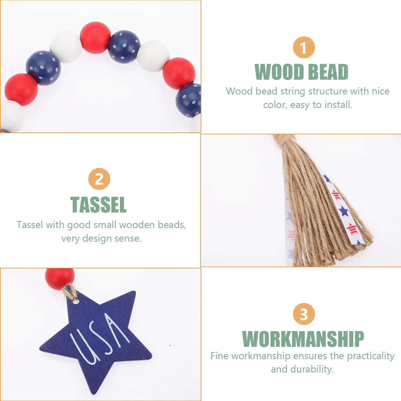 for Tassel Bead String Decoration Hanging Ornament Decorations Independence Day