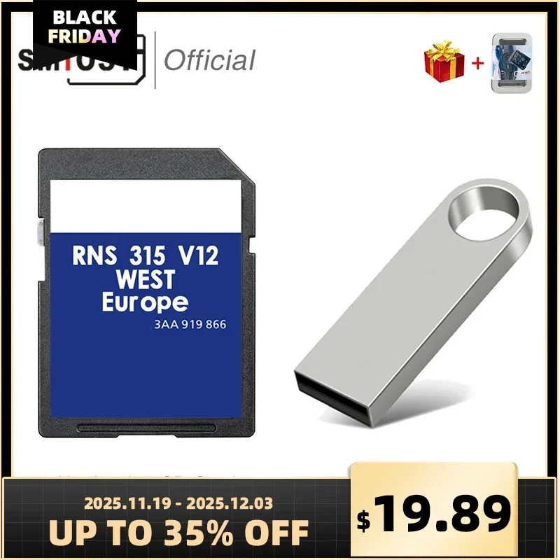 

8GB Memory Card for VW RNS 315 Car GPS Navigation 3AA 919 866 Plus Map SD Europen West Navi Card SMIOST One Day Shipping