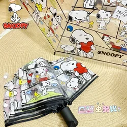 Snoopy Cartoon Transparent Folding Umbrella Windproof Umbrella Men Women Manual Automatic Japanese Korean Style Umbrella