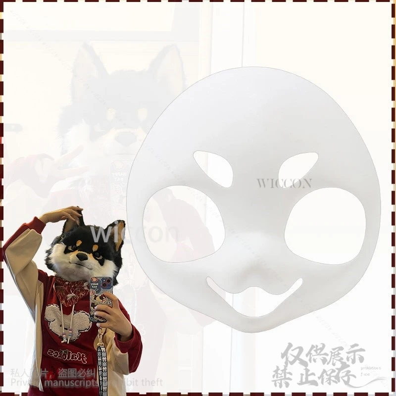 Disfraz de Anime peludo Kemono, disfraz de Furrsuit Kawaii, cabeza de bestia japonesa, perro, cachorro encantador, cara bonita, máscara de Jirai Kei, carcasa de cabeza