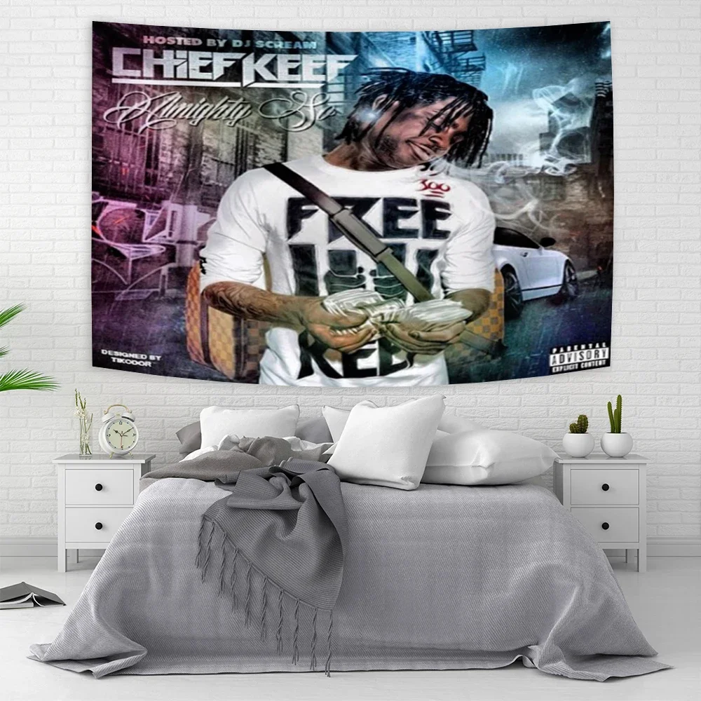 American flag Chief Keef In The Garden Of Eden Wall Hanging Tapestry Hippie HipPop Rapper Tapestries room decor aesthetic