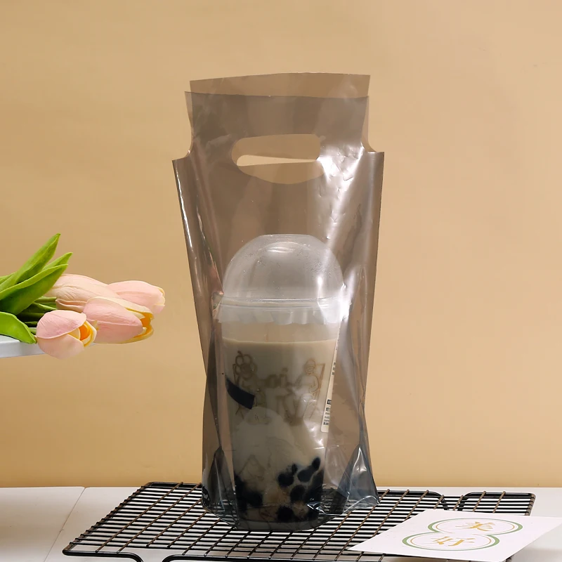 550pcs 500-700ml Clear Coffee Plastic Packaging Bag Single/Double Cup Take-away Bags Milk Tea Beverage Tote Bag Party Supplies