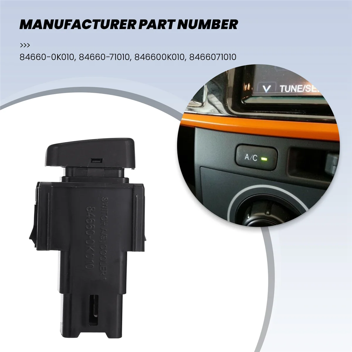 84660-0K010 84660-71010 Автомобильная кнопка переключения кондиционера для Toyota Hilux Vigo 2004-2015 846600 К010 8466071010