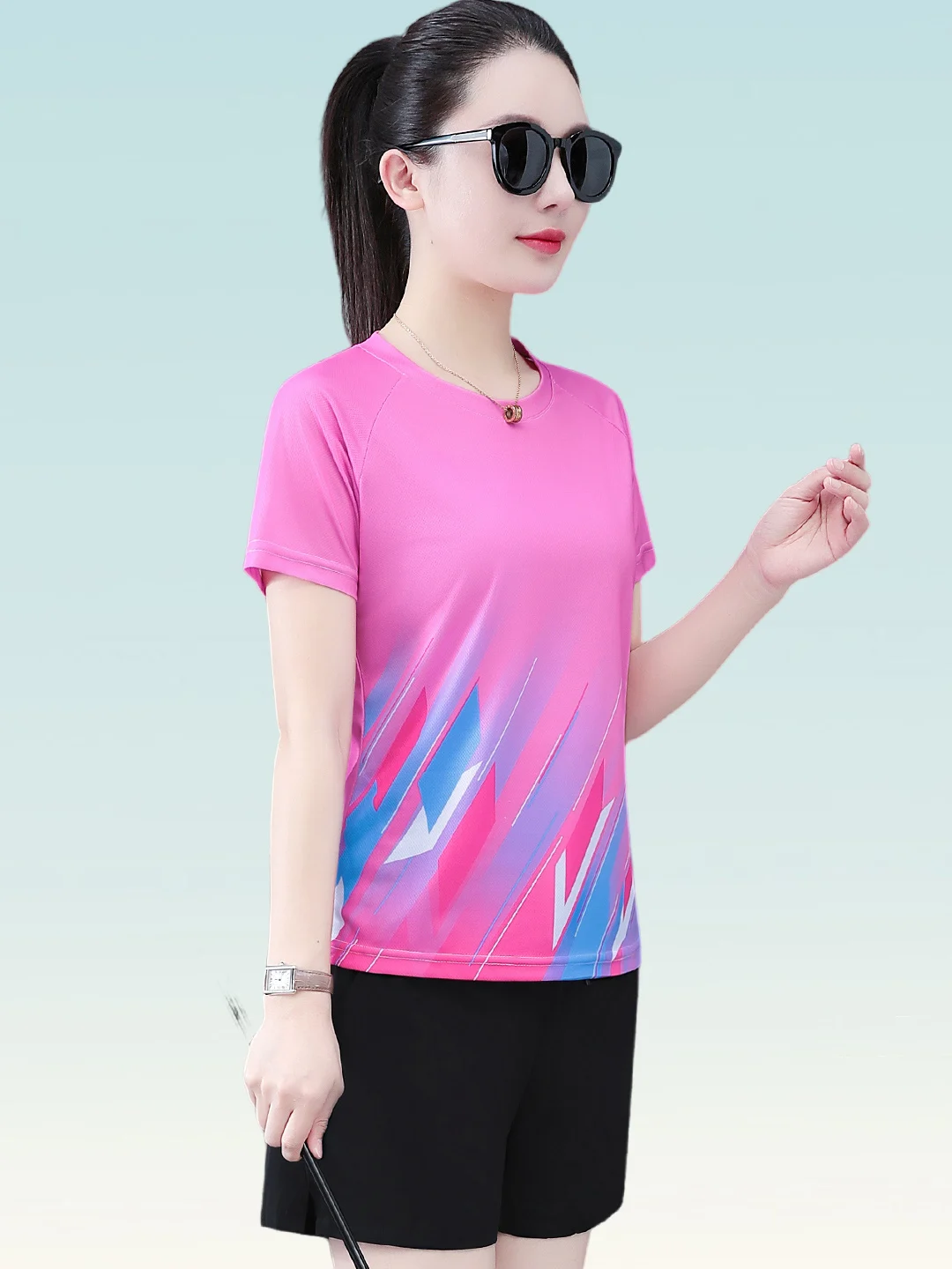 

Спортивный комплект Ice Silk Qui Dry, женский летний комплект 2025, новинка Faion Running ort Sve orts, дышащий комплект из двух предметов из полиэстера...