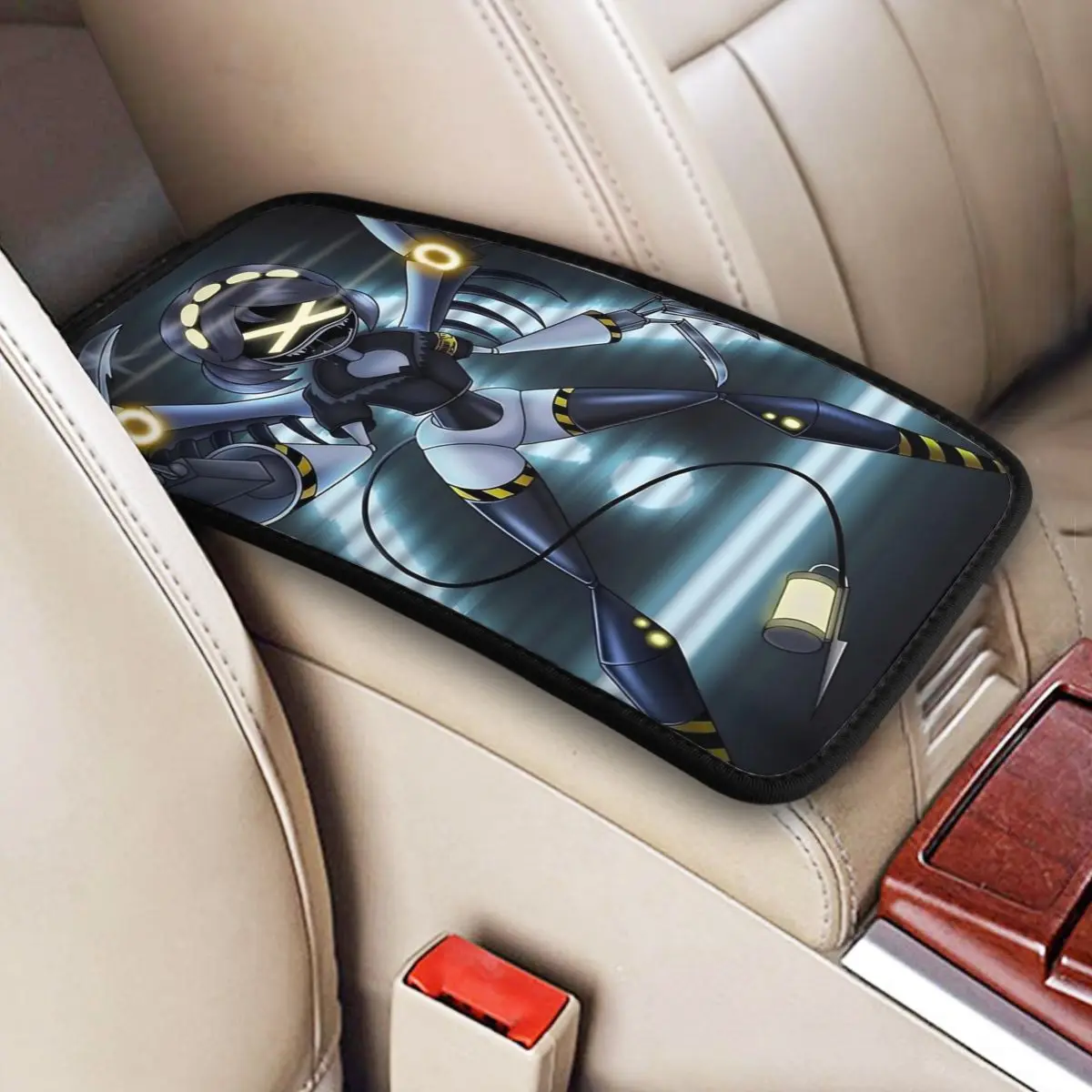 Leather Center Console Cover Pad Car Decor Accessories Murder Drones Doll Car Armrest Cover Mat Doorman Automobiles Armrest Pad