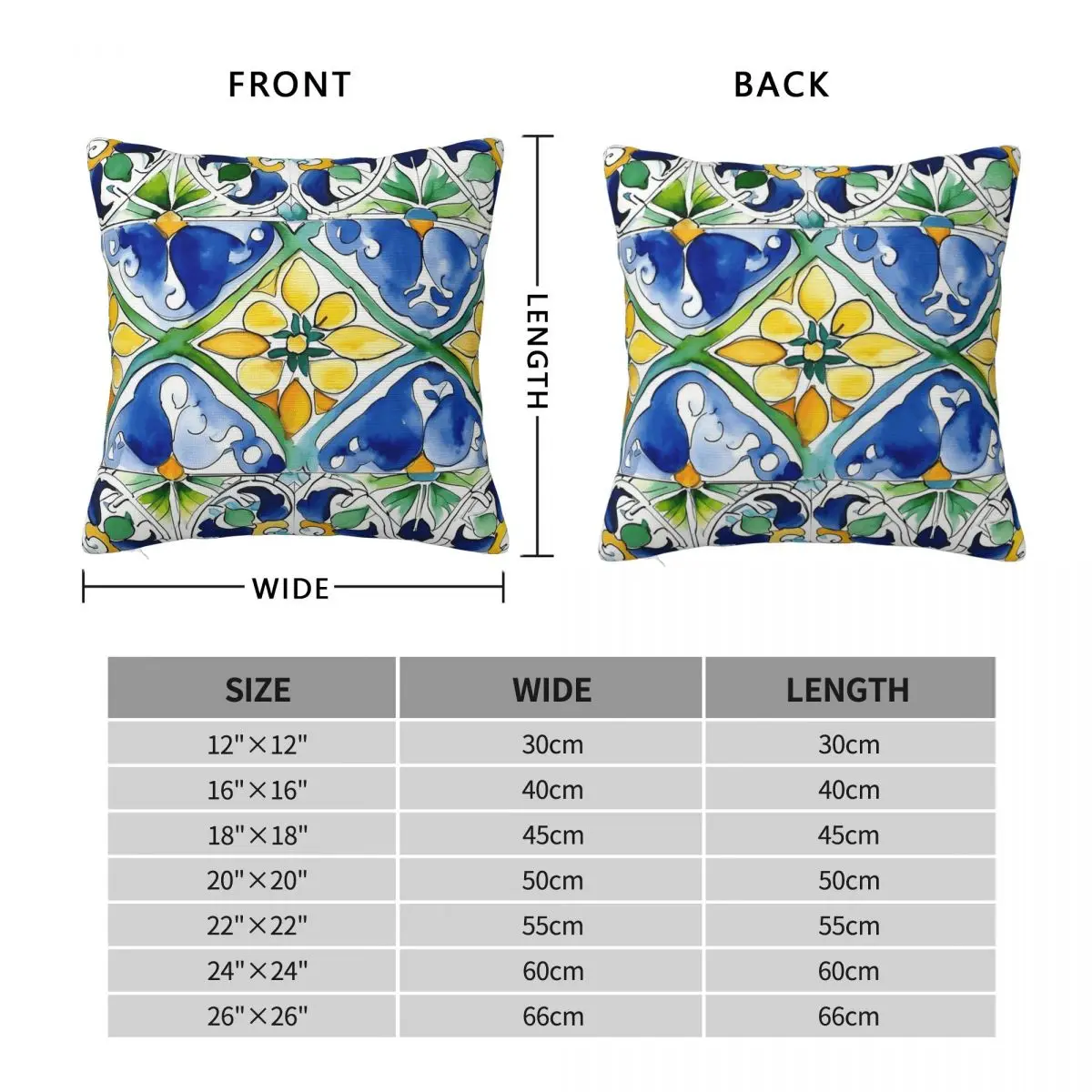 Talavera Tile Yellow Green Blue Square Pillowcase Polyester Linen Velvet Printed Zip Decorative Pillow Case Sofa Seater Cover