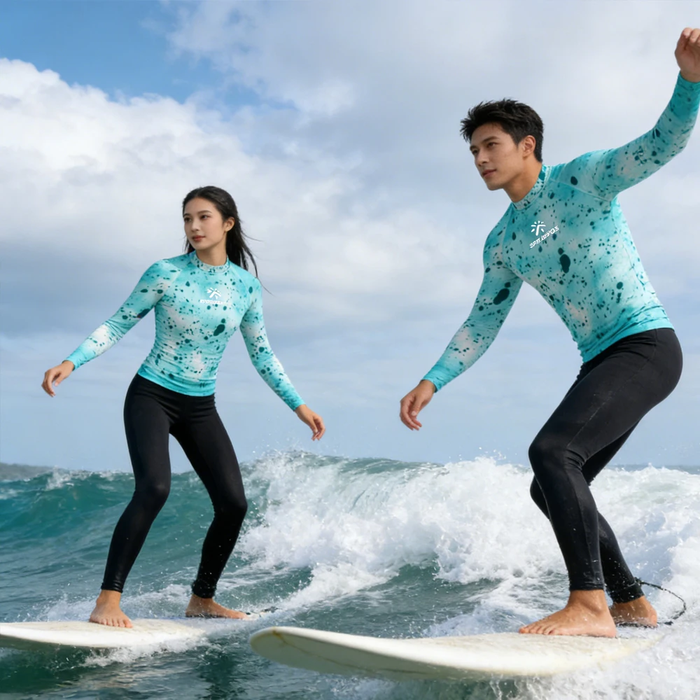 

Men's and Women's Long Sleeve Surfing Clothing Rash Guard Swimsuit High Quality Breathable Beachwear for Water Sport Fishing