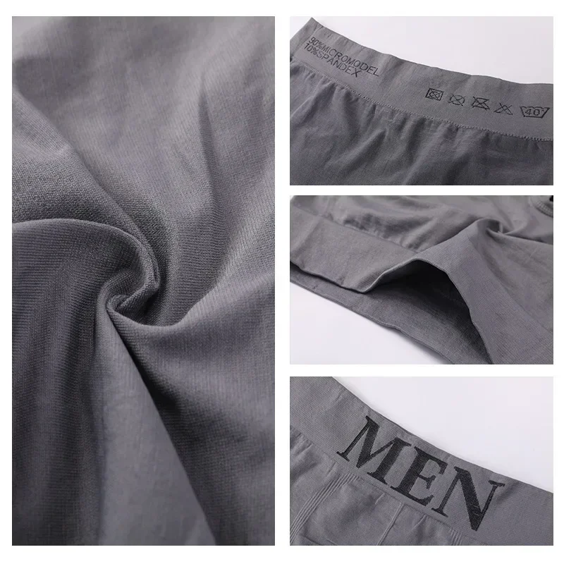 3 Pcs Men's Panties Underwear Boxers Breathable Man Boxer Solid Underpants Comfortable Male Brand Shorts Black Blue Underwear image 4