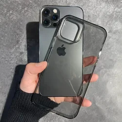 Luxury Transparent Black Silicone Soft Phone Case For iPhone 13 12 11 Pro Max X XR XS Max Mini Shockpoof Clear Black Back Cover