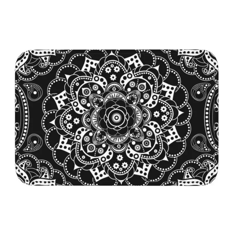 Custom Bohemia Ethnic Mandala Flower Pattern Doormat Non-Slip Kitchen Bath Mat Garden Garage Floor Door Entrance Carpet Rug