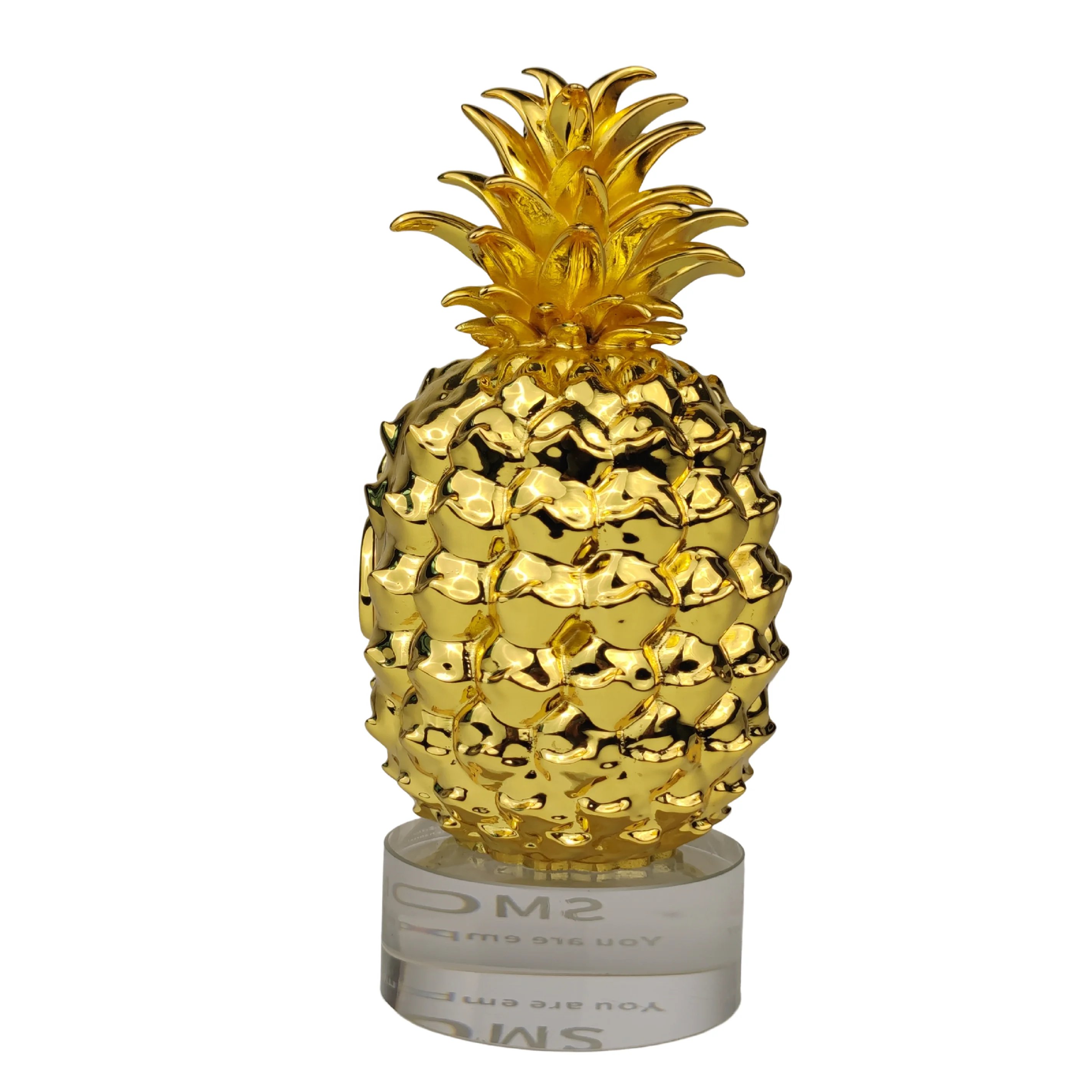 Factory Wholesale Gold Pineapple Crystal Base Metal Craft Award Souvenir Gift For Home Decoration