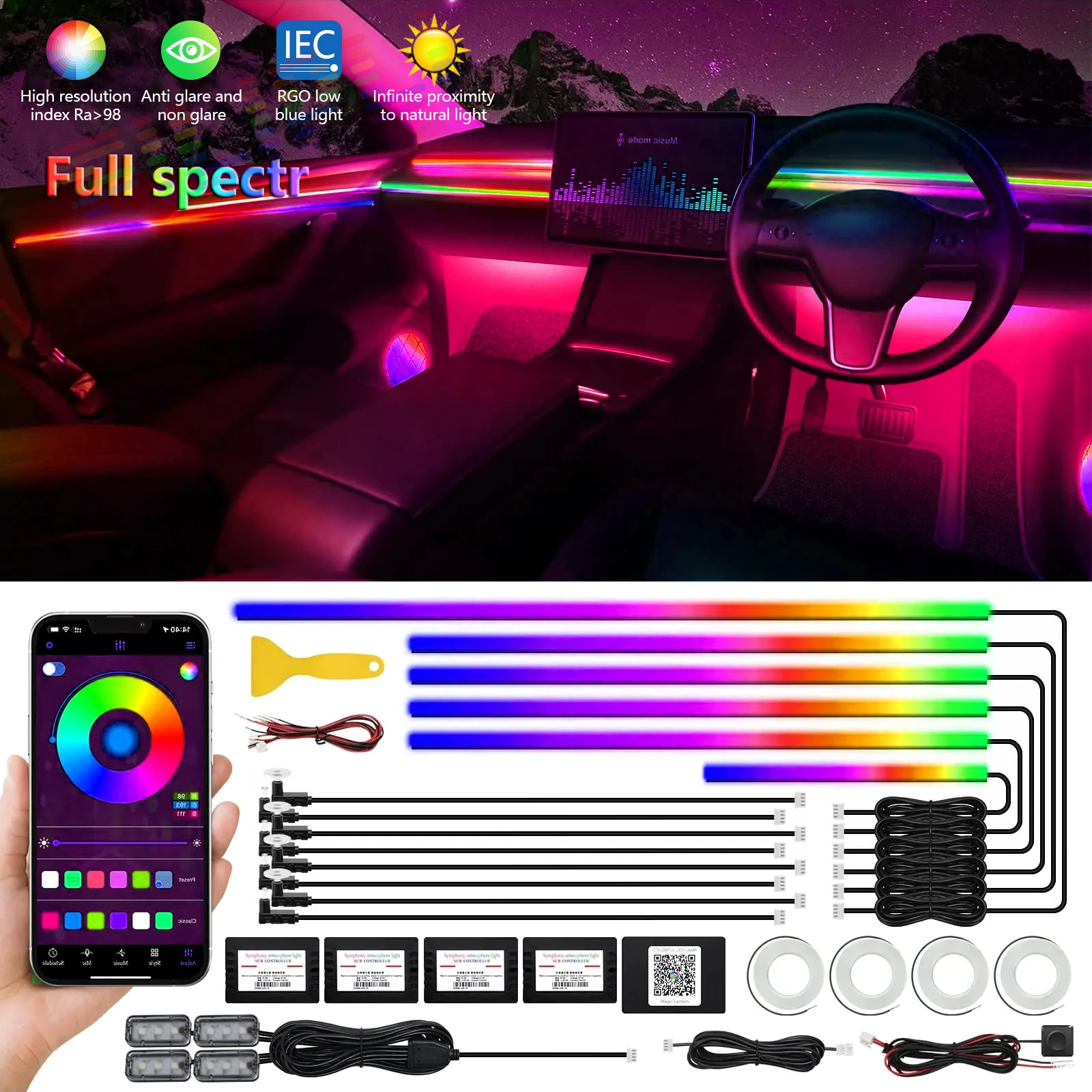 RGB 22in1 Car Interior Acrylic Car Ambient Lights For BMW E46 E90 E39 E60 E36 E30 E70 E91 E92 E93 Car Accessories