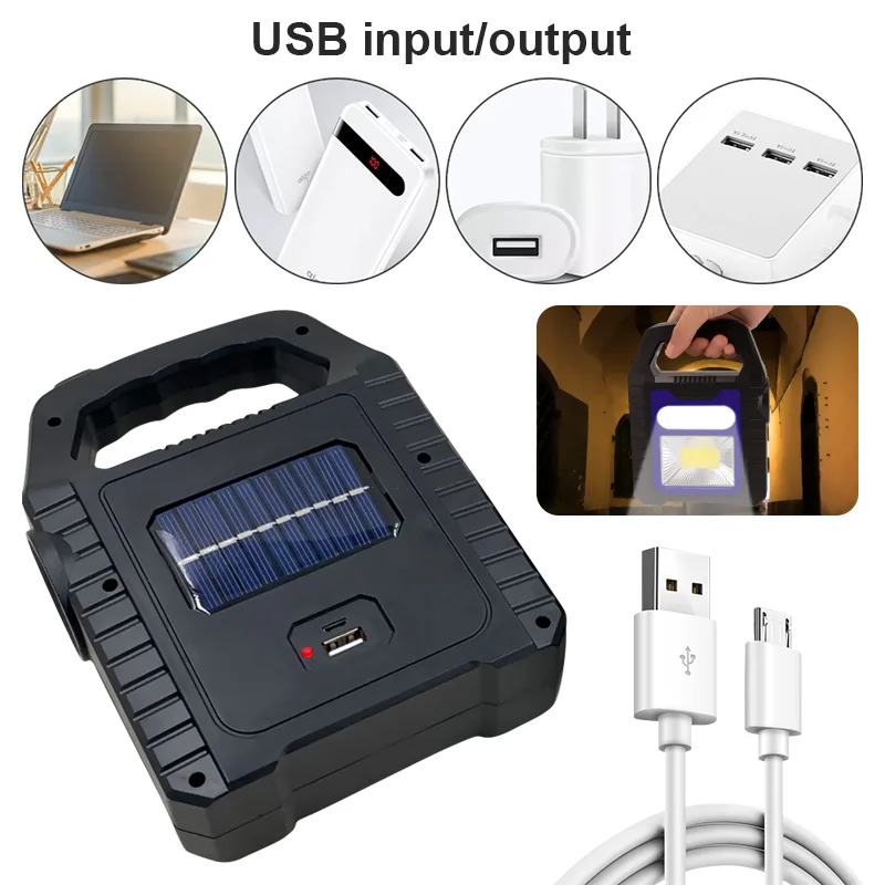 Imagem -06 - Lanterna Solar Portátil Cob Led Work Lamp Impermeável Holofote de Emergência Usb Recarregável Handlamp para Caminhadas ao ar Livre Zk20