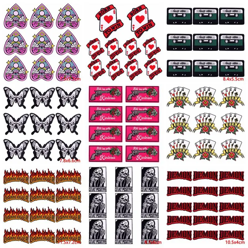 

10PCS Wholesale Punk Embroidered Patch Iron On Patches For Clothing thermoadhesive Patches On Clothes Jacket Sewing Stickers DIY