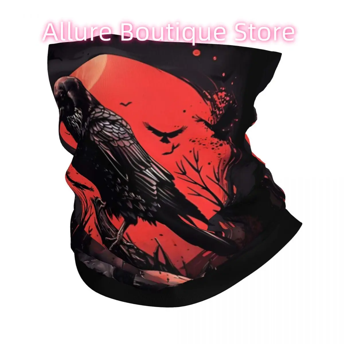 الجماجم الغراب الأسود باندانا الرقبة وشاح أبيض متعدد الاستخدام أغطية الرأس الصيد للجنسين الكبار الشتاء #1