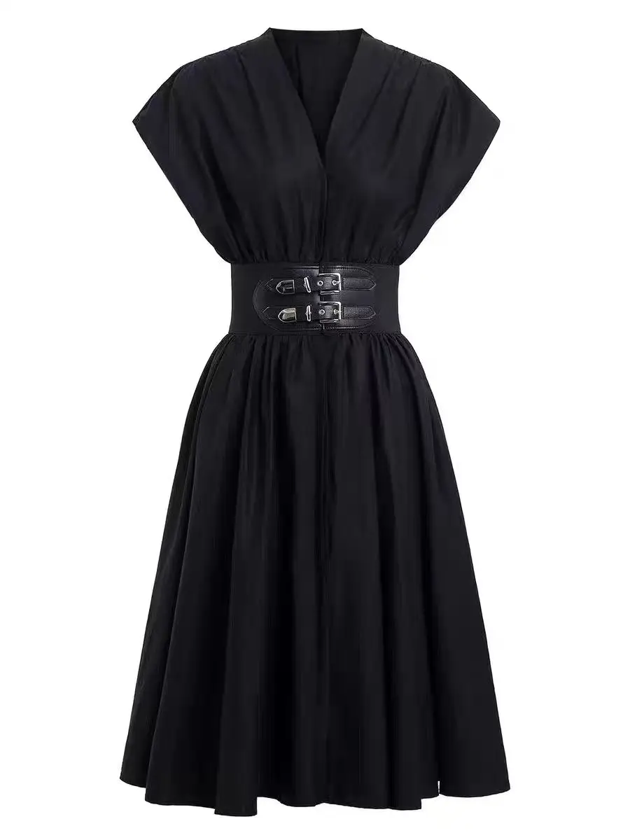 Spódnica midi w kształcie litery A, podkreślająca talię, z detalem z mieszanki bawełny, idealna na wiosnę i lato.