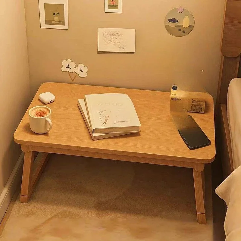 Foldable bed table Solid wood computer table Notebook bay window Bed small table
