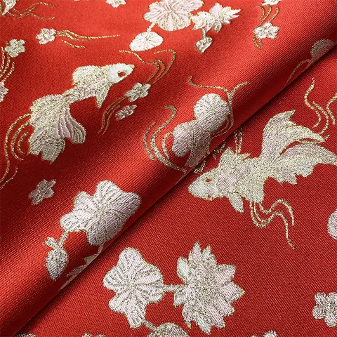 Fish Colored Woven Jacquard Fabric By The Meter Chinese Style Woven Brocade DIY Qipao Dress Performance Clothing Designer Fabric