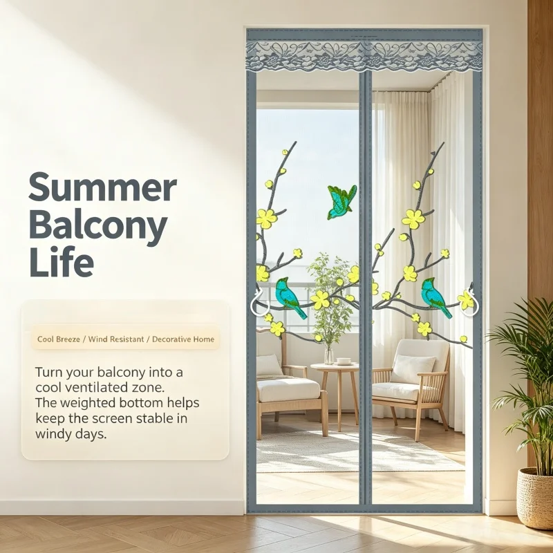 Diamond mesh mosquito proof door curtain, summer mosquito net, magnetic mesh curtain,self-adhesive,home use，Embroidery