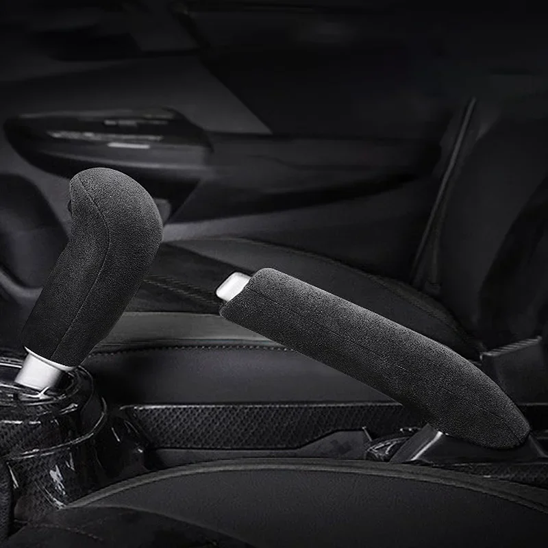 

Italian Suede For Honda Fit Hit EX-L 2014 2020-2024 Car Shift Panel Gear Knob Handle Cover Handbrake Trims Steering Wheel Frame