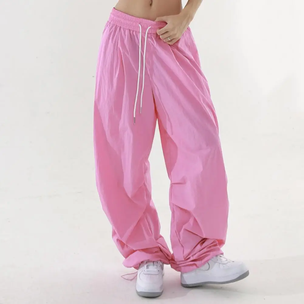 

Women Sport Pants Versatile Sporty Trousers Elastic Waist Women's Sport Pants Adjustable Drawstring Wide Leg Cargo for Leisure