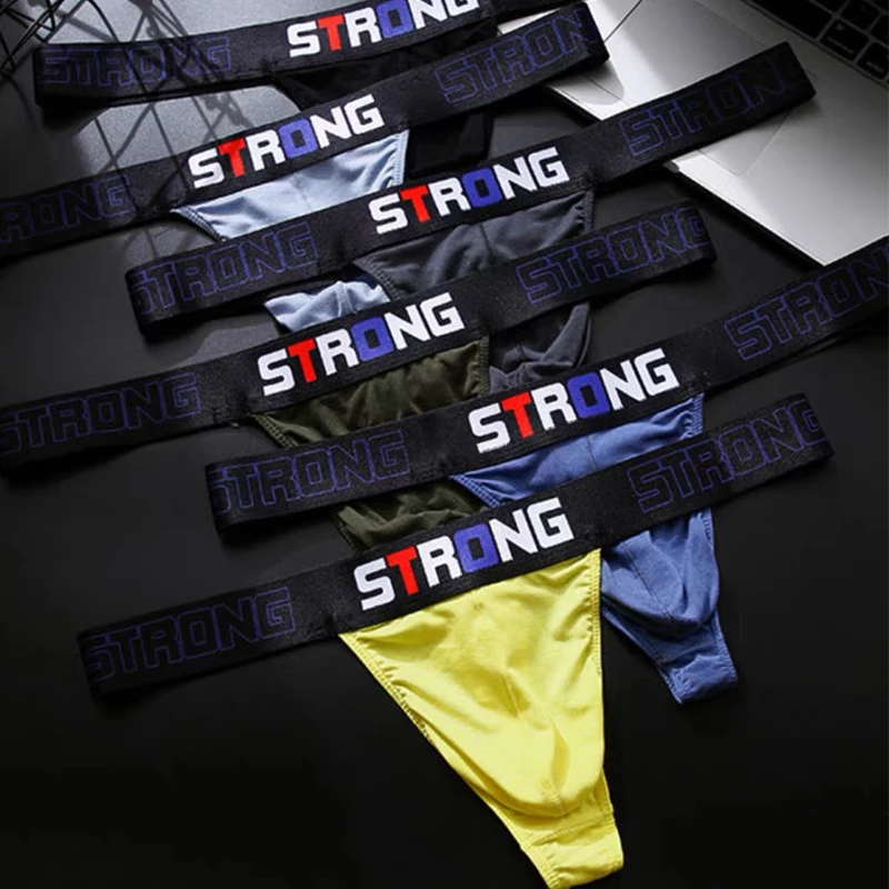 3PCS/lot Modal Soft Sexy Gay Underwear Low Waist Men\'s Thong Jockstrap G-String Male Bulge Penis Pouch T-Back Bikini Underpants