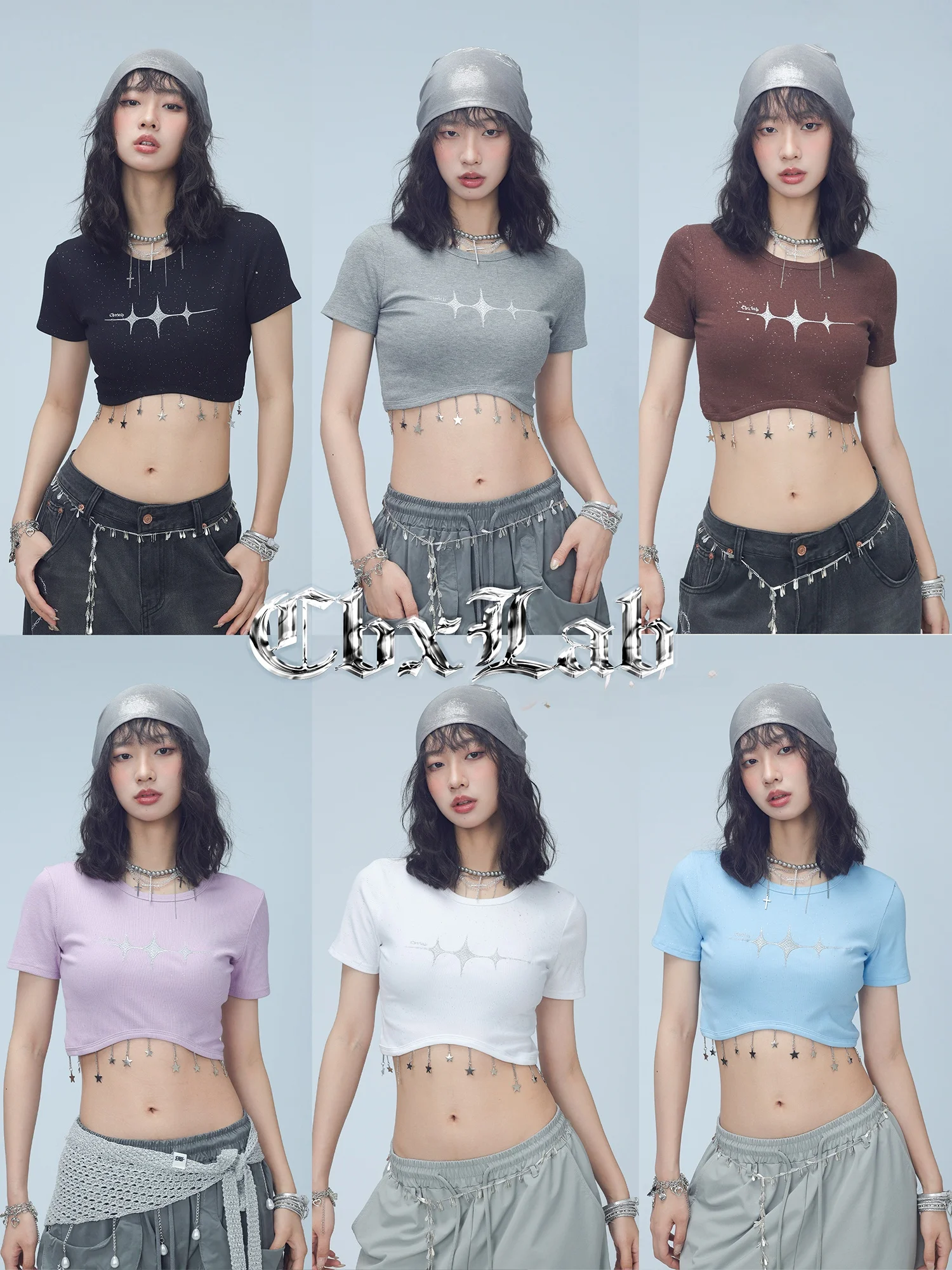 

CBXLAB Street Dance Summer Wave Crop Top Embroidered ort Sve K Hot Girl Slim Fit Women's T-irt Casual Sle Cotton ...