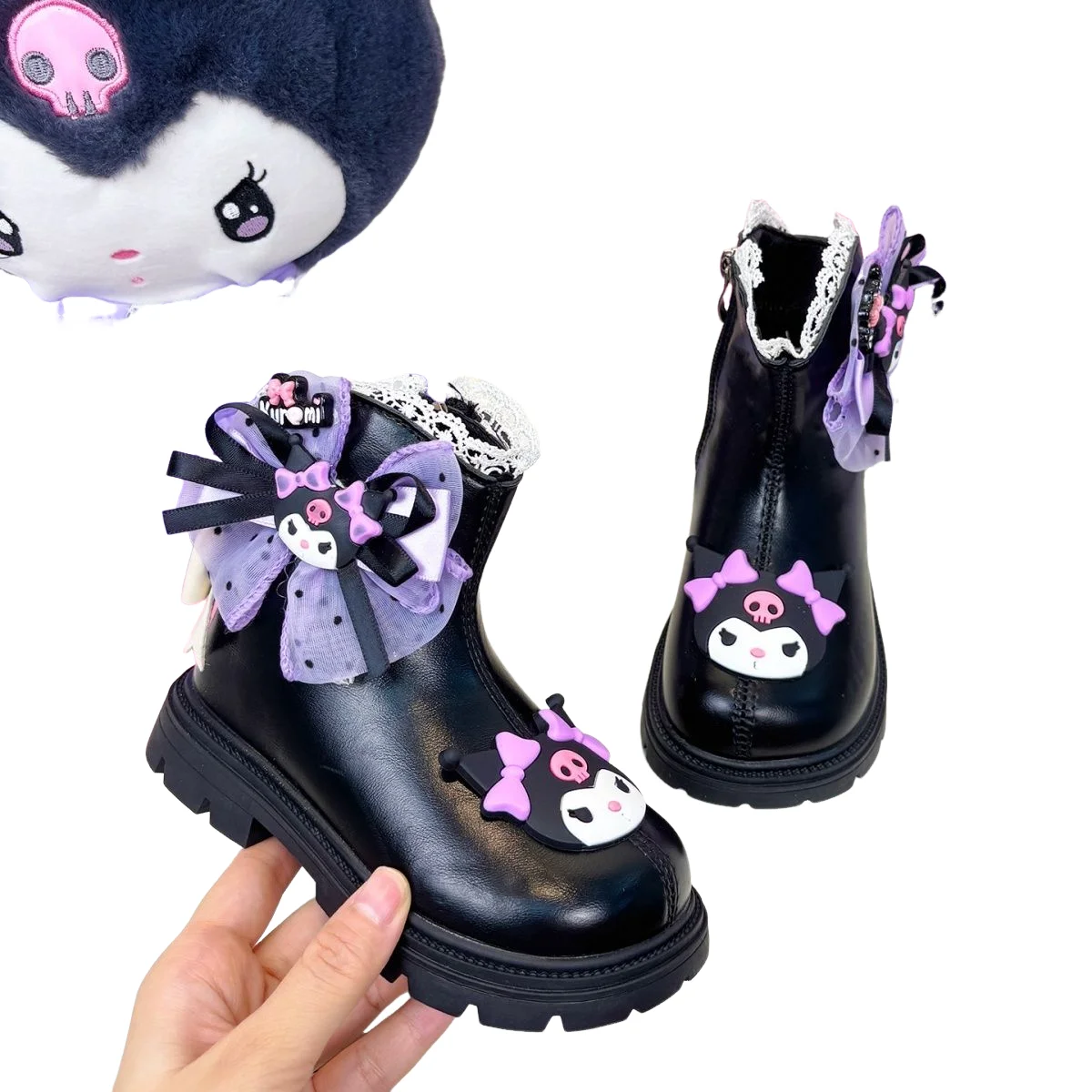 سانريو الشتاء Kuromi الأحذية القطنية أنيمي Kawaii الأطفال الخريف الشتاء لطيف مارتن الأحذية الكرتون الصوف أحذية قطنية دافئة الهدايا #6