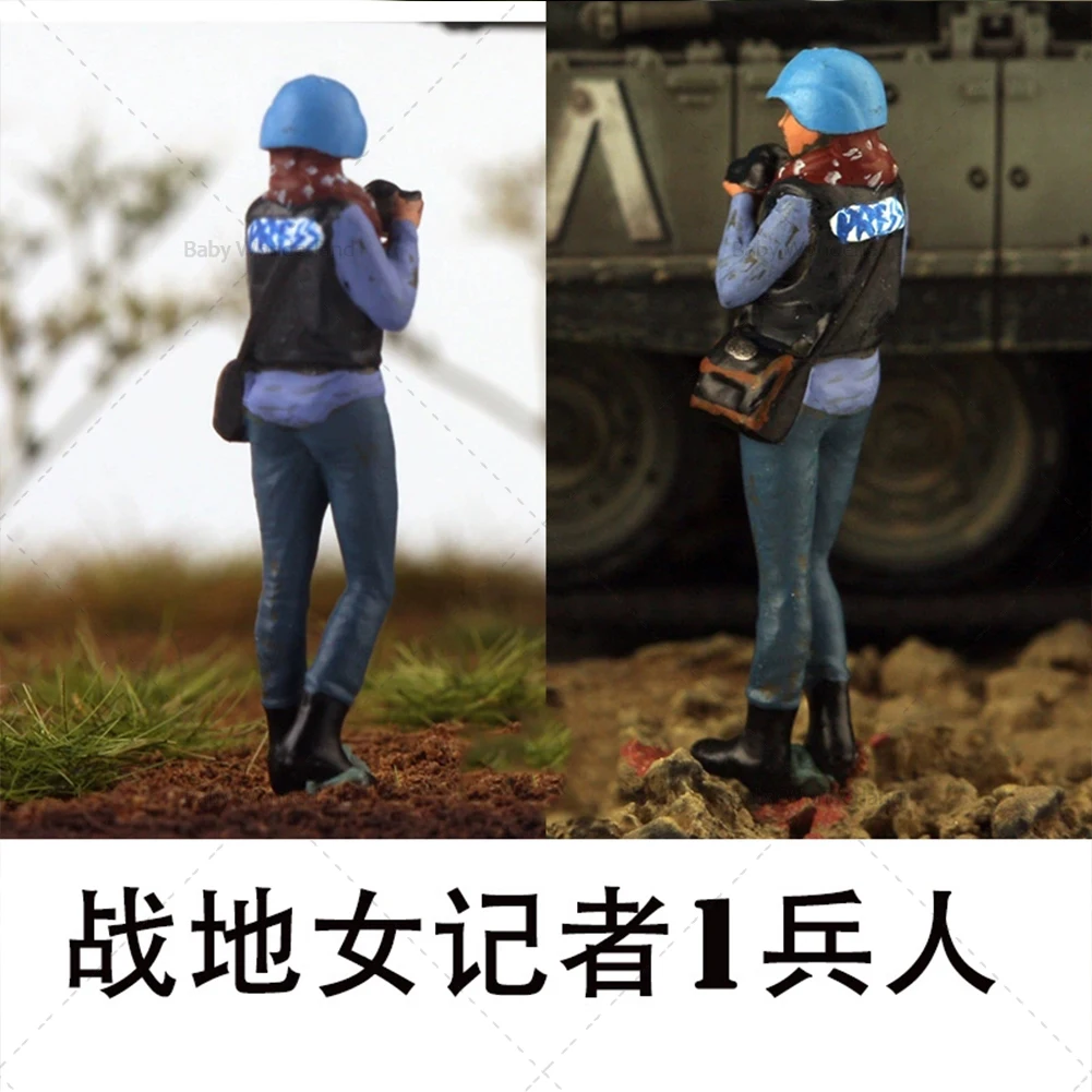 

Miniatures Figures 1/72 Female War Journalist Doll Painted Model Creative Photography Scene Car Vehicle Toy