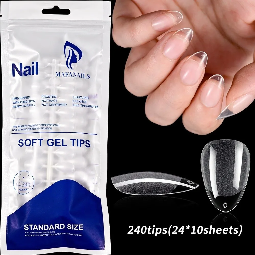 Natural Half Matte False Nail Tips 12 Size Clear Gel Nail Extension Soak Off Extra Short Press On Nails for Women
